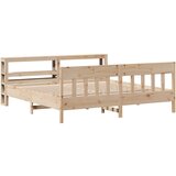 vidaXL Posteljni okvir z vzglavjem 200x200 cm trdna borovina, (21311089) | Shoptok.si
