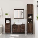  3-dijelni set kupaonskog namještaja boja smeđeg hrasta drveni | shoptok.hr