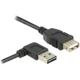 USB 2.0 priključni kabel \, ploski \, kotni [1x USB 2.0 vtič A - 1x USB 2.0 vtičnica A] 1 m črn obojestransko uporaben, (20416386)