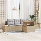 vidaXL Vrtni Sofa Set Set 5 Bež Ratan 5-delni vrtni set Pravokoten | Shoptok.si