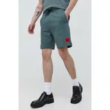 Hugo Bombažne kratke hlače zelena barva