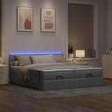 vidaXL Otomanski posteljni okvir z vzmetnicami siv 180x200 cm blago | Shoptok.si