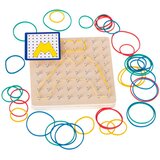 Montessori drvena slagalica Geoboard s gumicama i karticama | shoptok.hr