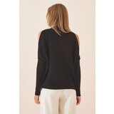  Women's Black Cut Out Detailed Oversize Knitwear Sweater | shoptok.hr