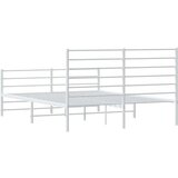 vidaXL Kovinski posteljni okvir z vzglavjem in vznožjem bel 120x200 cm | Shoptok.si