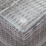 vidaXL stranske mizice 3 kosi s stekleno površino siv poli ratan, (20625617) | Shoptok.si