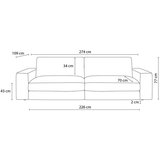 Bobochic Paris Zelena sedežna garnitura iz rebrastega žameta 274 cm Leonard – | Shoptok.si