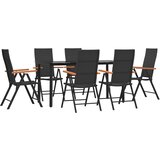  7-dijelni vrtni blagovaonski set od poliratana crno-smeđi | Eponuda.com