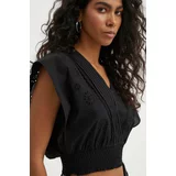 The Kooples Bombažna majica ženska, črna barva, FTOP28028K