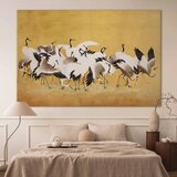  XXL slika - Japanese cranes - a flock of birds against a golden background based on a painting by Ishida Yūtei 160x107 | shoptok.hr