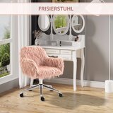 Direktorska okretna stolica s umjetnim krznom podesiva visina ružičasta i srebrna 57x60x75-85 cm | shoptok.hr