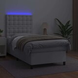  Box spring s madracem LED bijeli 100x200 cm umjetna koža | shoptok.hr