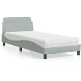 vidaXL Postelja z vzmetnico svetlo siva 80x200 cm žamet Cene