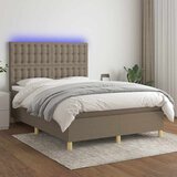  box spring s madracem LED smeđesivi 140x190 cm tkanina | shoptok.hr