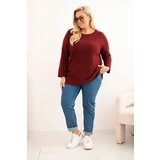 Kesi Włoski Plus size women's sweater with a boat neckline burgundy | shoptok.hr