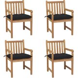vidaXL Vrtne stolice s crnim jastucima 4 kom od masivne tikovine Cijene