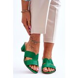 Kesi Classic Leather Slippers with Low Heels Miley Green | Shoptok.si