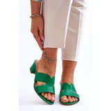 Kesi Classic Leather Slippers with Low Heels Miley Green