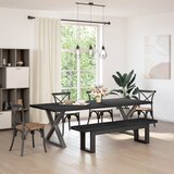  Klupa za blagovanje NOAIN 180 x 41 x 45 cm Masivna borovina - u-oblik 180 cm Crna Cijene