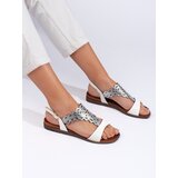 Sergio Leone Openwork white and silver women's sandals by | Shoptok.si