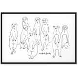  Slika - Animal Patrol (1-part) - Meerkats on Black and White Background 60x40 U crnom drvenom okviru | shoptok.hr