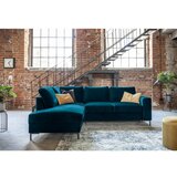 Miuform Turkizna žametna raztegljiva kotna sedežna garnitura (levi kot) Lofty Lilly – | Shoptok.si