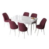 Hanah home set trpezarijski sto i 6 stolica zen white burgundy | Eponuda.com