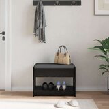  Klupa za hodnik s jastukom s policom Crni Hrast 63 x 38 x 45 cm - Crni hrast 63 cm | shoptok.hr