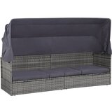 vidaXL Vrtna postelja s streho poli ratan 205x62 cm siva Cene