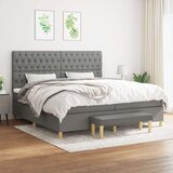  Box spring postelja z vzmetnico temno siva 200x200 cm blago, (20726907) Cene