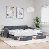vidaXL Izvlečna dnevna postelja s predali temno siva 90x190 cm žamet | Shoptok.si