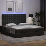 vidaXL Otomanski posteljni okvir z vzmetnicami črn 200x200cm um. usnje | Shoptok.si