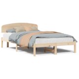 vidaXL Posteljni okvir s hrbtom 120x200 cm iz trdnega borovega lesa | Shoptok.si