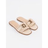 GOODIN Beige women's flip-flops with a gold chain | Shoptok.si