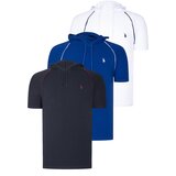 Dewberry TRIPLE SET T8570 HOODIE MEN'S T-SHIRT-NAVY BLUE-WHITE-SAKS cene