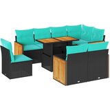  Vrtna garnitura - 9-dijelni set vrtnih sofa s jastucima crni od poliratana bagrem - Crna sa spremištem 1 | shoptok.hr