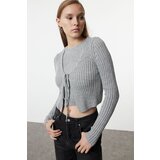 Trendyol Gray Crop Blouse-Cardigan Set Knitwear Cardigan