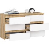 AKORD Cl100 Komoda, 6 Predalov, Hrast Artisan/Bela, (5000332403) | Shoptok.si