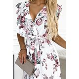 numoco basic Midi dress with ruffle, neckline and tie Numoco | ePonuda.com