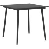  Vrtni blagovaonski stol crni 80 x 80 x 74 cm od čelika i stakla | shoptok.hr