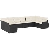 10-dijelni set vrtnih sofa s jastucima crni od poliratana | shoptok.hr