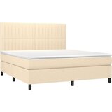  Krevet s oprugama i madracem krem 160x200 cm od tkanine | shoptok.hr