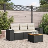 vidaXL 4-dijelni set vrtnih sofa od poliratana s jastucima crni Cijene