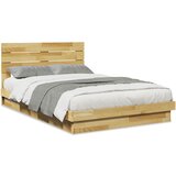 Maison Chic Posteljni okvir - Dvoposteljna postelja - Zakonska postelja z vzglavjem brez vzmetnice masivni les hrast, (21693919) | Shoptok.si