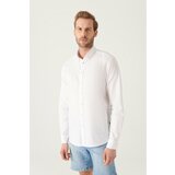 Avva Men's White Oxford 100% Cotton Buttoned Collar Standard Fit Regular Cut Shirt Cene