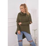 Kesi Insulated sweatshirt with a longer back in khaki color Cene