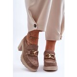 Boto Elegant shoes on a pillar with a golden decoration beige Harmell | ePonuda.com