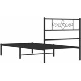  Metalni okvir za krevet s uzglavljem crni 100x200 cm | shoptok.hr