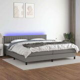  Box spring postelja z vzmetnico LED temno siva 200x200 cm blago, (20723422) | Shoptok.si