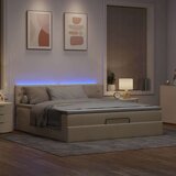 vidaXL Otomanski posteljni okvir z vzmetnico krem 160x200 cm blago | Shoptok.si